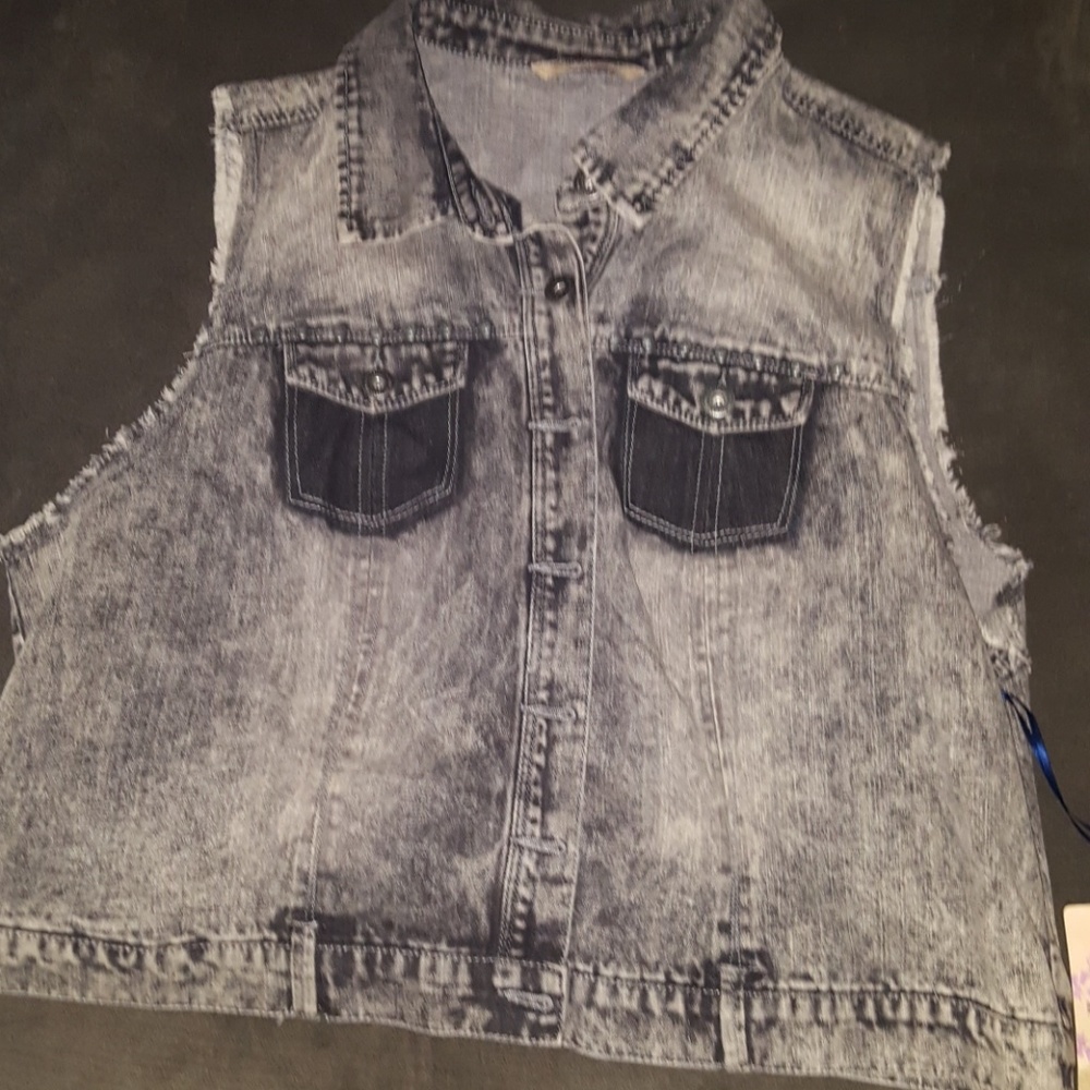 Gray denim vest